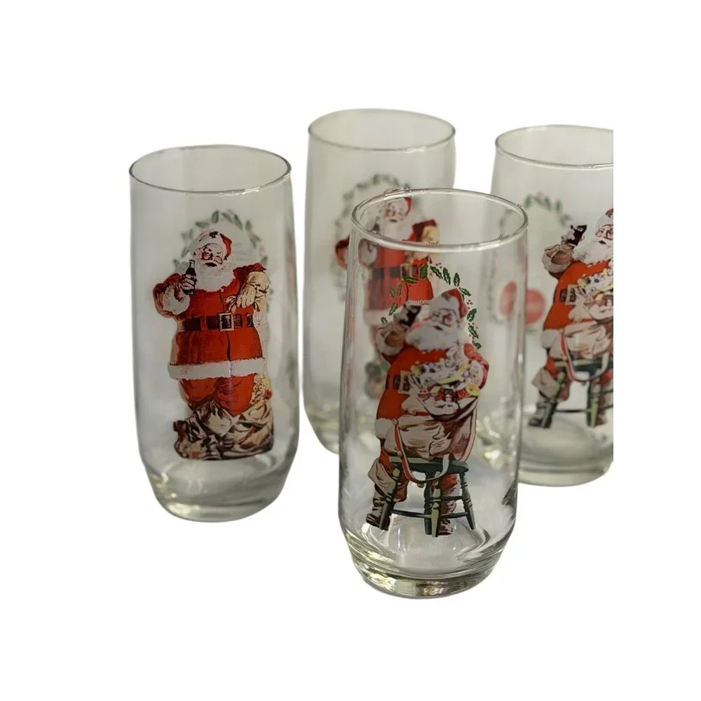 VTG Coca-Cola Christmas Haddon Sundblom Santa Glasses Series 2 Set of 6 Tumblers